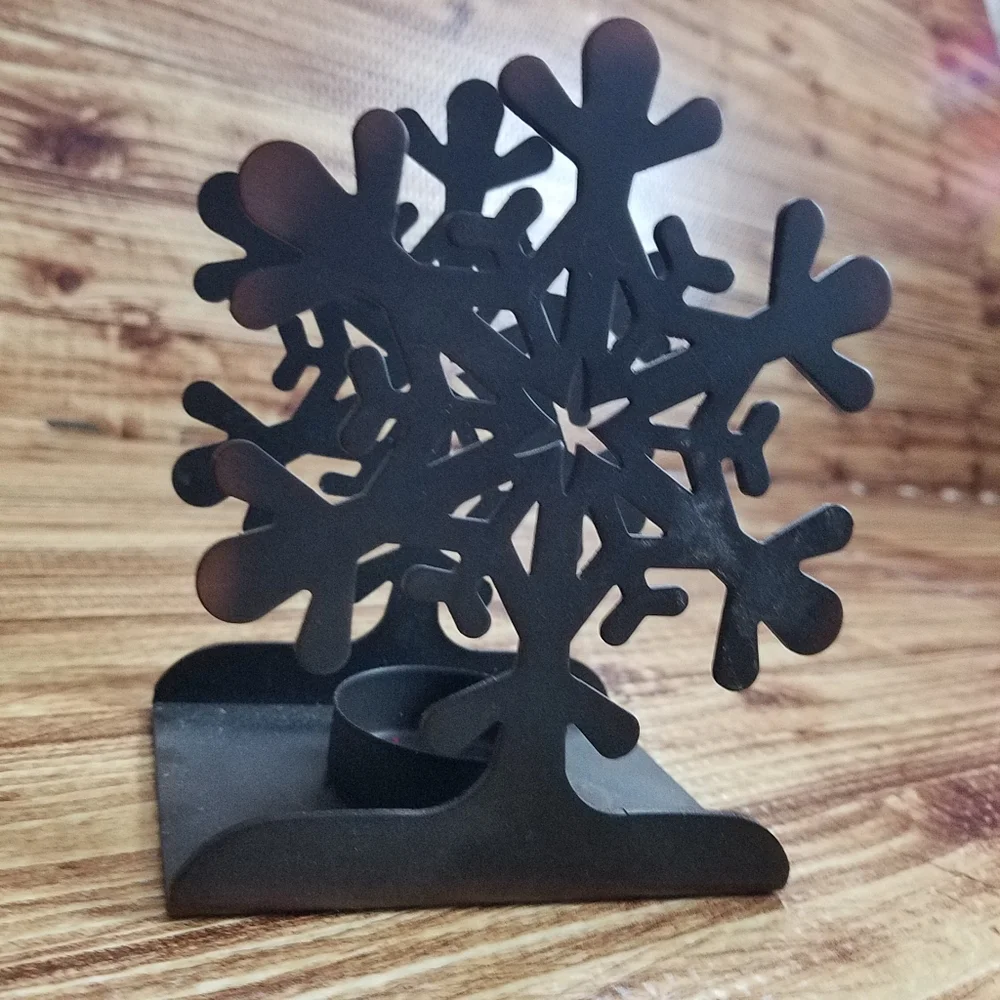 Target Matte Black Rustic Metal Iron Snowflake Candle Holder Votive Christmas